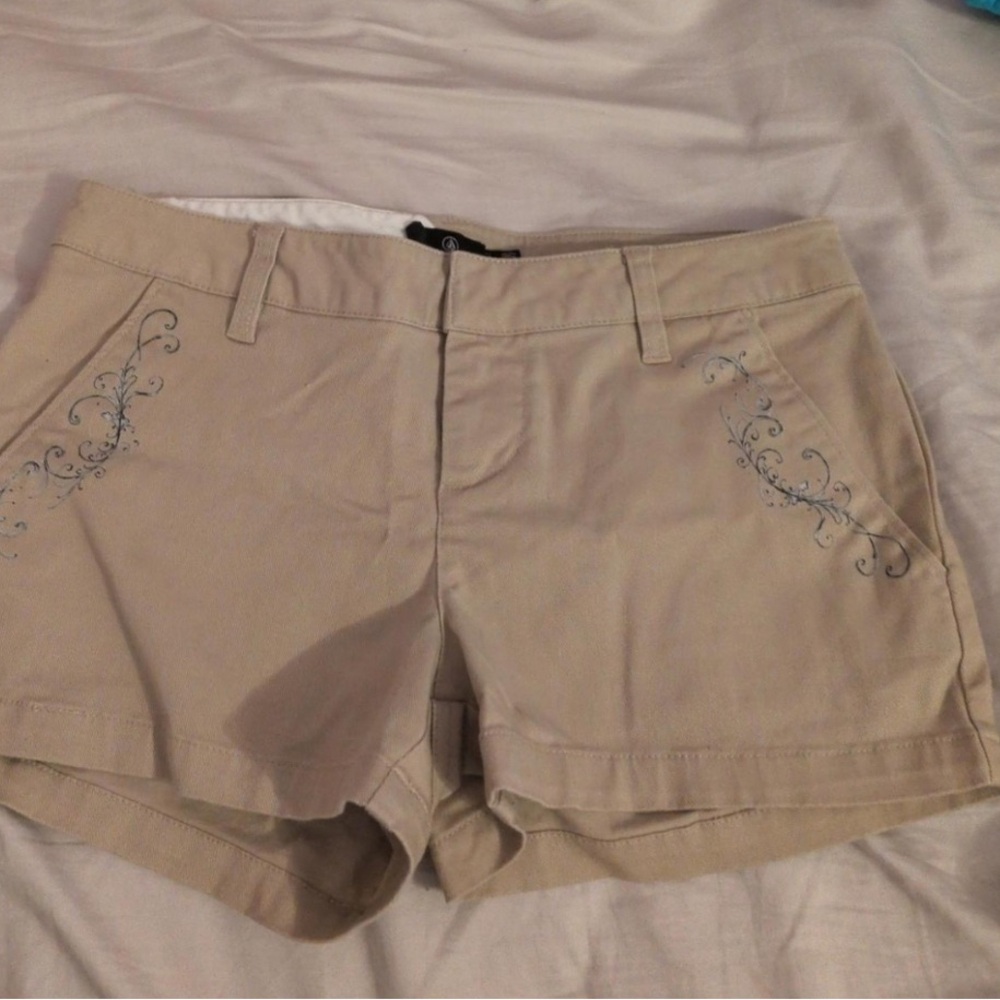 Volcom Beige Women's Embroidered Shorts